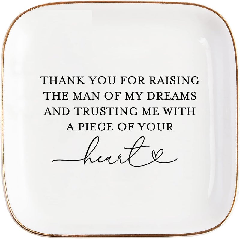 Teeglow Mother of the Groom Gifts Jewelry Tray from Bride, Mother's Day Christmas Birthday Wedding Gifts for Mother in Law of the Groom from Bride Ceramic Ring Dish Plate - Image 1
